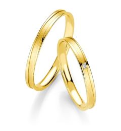 Vigselring Breuning Basic Slim 043250/043260 med diamant i 18 k guld.