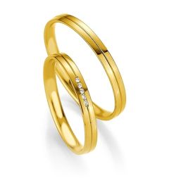 Vigselring Breuning Basic Slim 043270/043280 med diamant i 18 k guld.