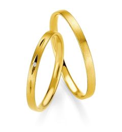 Vigselring Breuning Basic Slim 043310/043320 med diamant i 18 k guld.