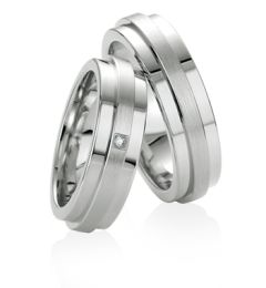 Vigselring Breuning 080470/080480 i silver med diamant.