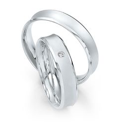 Vigselring Saint Maurice Twin-Set, 81198/99wg med diamant i 18 k guld.