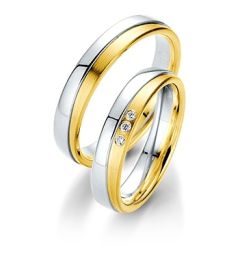 Vigselring Saint Maurice Twin-Set, 81412/13 med diamant i 18 k guld.