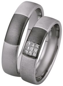 Vigselring Saint Maurice Shadowline 83148/49 med diamant i 18 k guld.