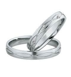 Vigselring Saint Maurice Light 87056/57wg med diamant i 18 k guld.