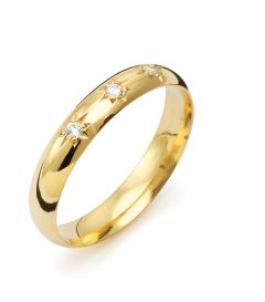 Vigselring Flemming Uziel Signo B012 i 18 k guld med diamanter.