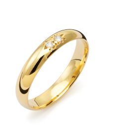 Vigselring Flemming Uziel Signo B013 i 18 k guld med diamanter.