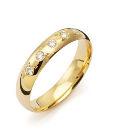 Vigselring Flemming Uziel Signo B014 i 18 k guld med diamanter.