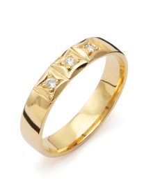 Vigselring Flemming Uziel Signo B024 i 18 k guld med diamanter.