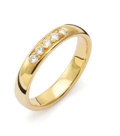 Vigselring Flemming Uziel Signo B026 i 18 k guld med diamanter.