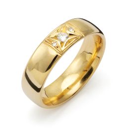 Vigselring Flemming Uziel Signo B075 i 18 k guld med diamant.