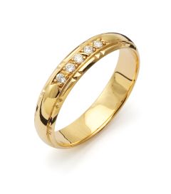 Vigselring Flemming Uziel Signo B2666 i 18 k guld med diamant.