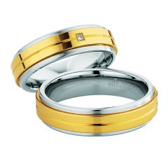 Vigselring Saint Maurice Steel & Gold 88238/39 med diamant i stål och 18 k guld.