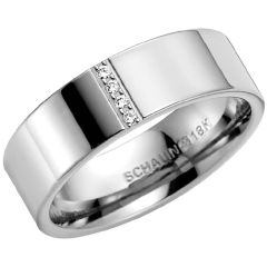 Vigselring Olympen Attract No:5 med diamant i 18 k vitguld.