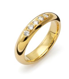 Vigselring Flemming Uziel Signo B054 i 18 k guld med diamant.